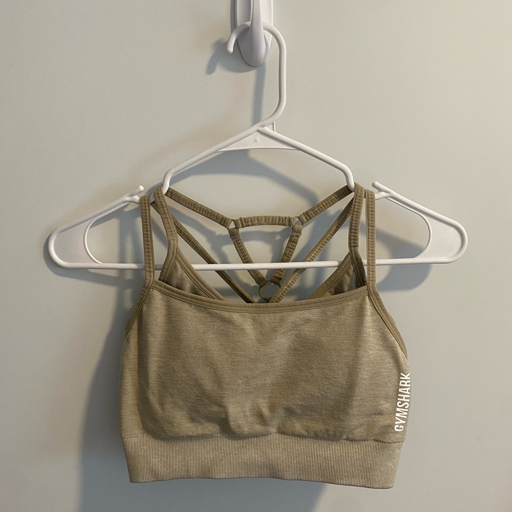 Gymshark Adapt Ombre Marl Seamless Sports Bra (Beige)